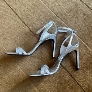 Stuart Weitzman Silver Heels Elegant Stiletto Design